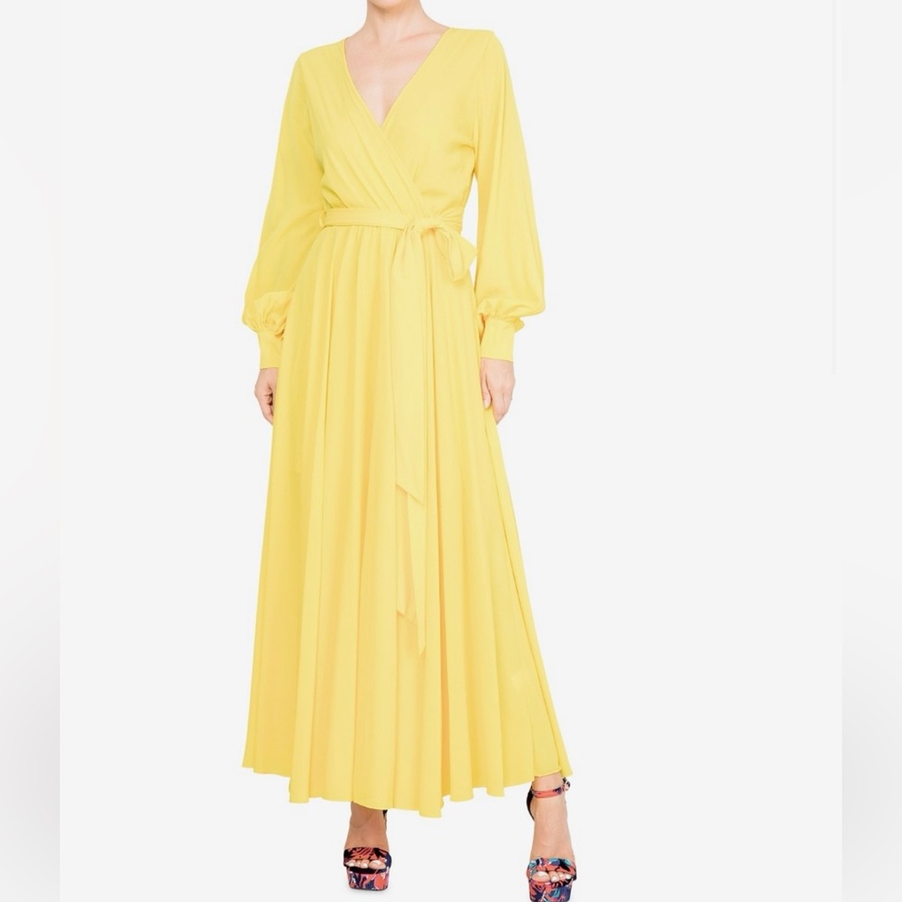 NWT Meghan Los Angeles Women's LilyPad Royal Maxi Dress in Canary yellow